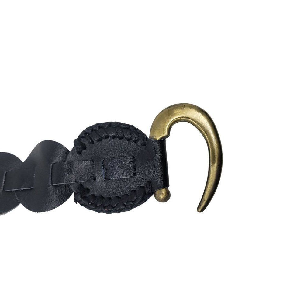 Vintage Unisex Cocobelle Black Leather Belt 39" Gold Hook Closure Pirate Cosplay - Picture 2 of 8